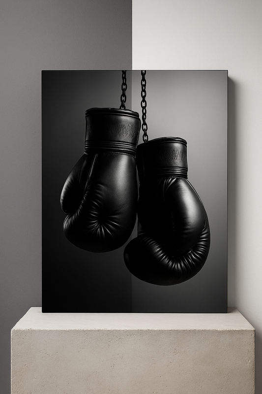 Forța vine din disciplină” – Tablou Motivațional cu Mănuși de Box
